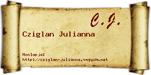 Cziglan Julianna névjegykártya